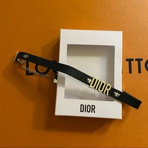 Dior leather silver bumble bee choker bracelet